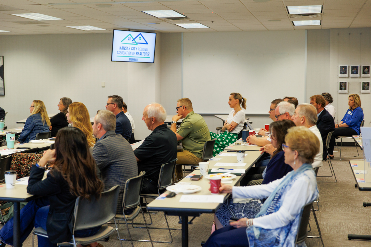 Image description: A group of Realtors seated in the KCRAR Leawood Classroom.